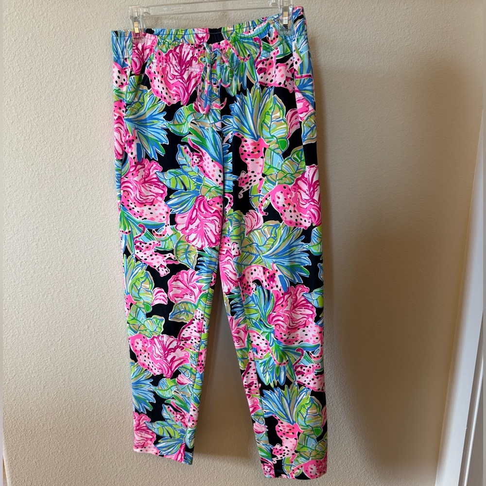 NWOT LILLY PULITZER Emora Knit Pant Onyx "JAGUAR JUNGLE" sz SM
